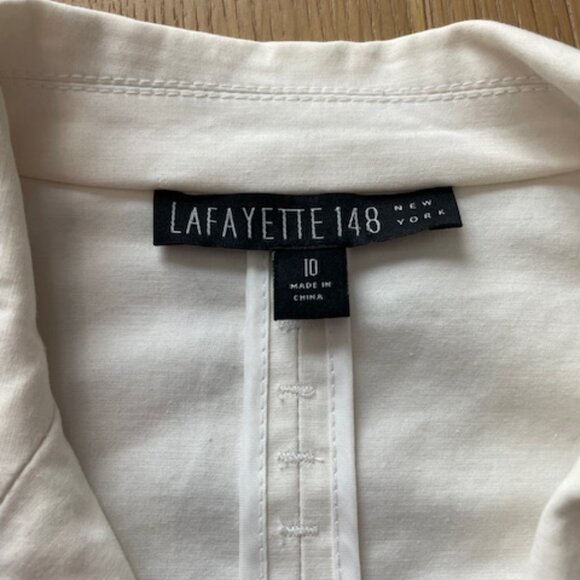 Lafayette 148 Cream Cotton Blend Blazer Size 8 - Picture 4 of 5